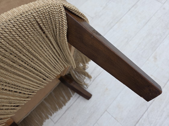 Image 1 of 1960er Jahre Dänischer Sessel in grün/braunem Möbelvelours, Originalzustand