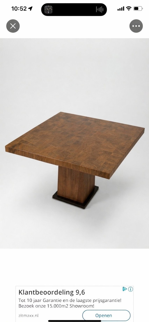 Table de salle à manger carrée Van Rossum en bois de bout