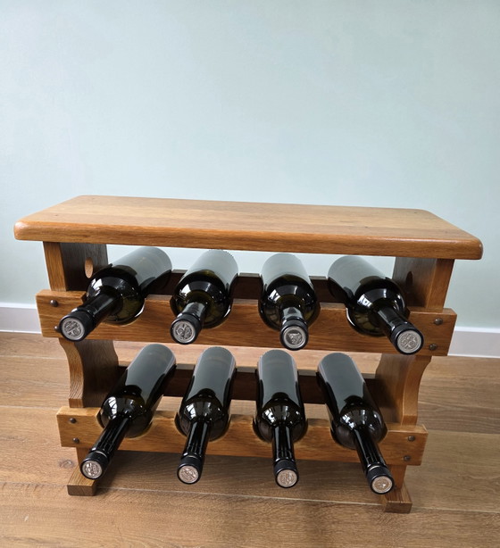 Image 1 of Solid Oak Wine Rack 8 Bottles 60s/70s