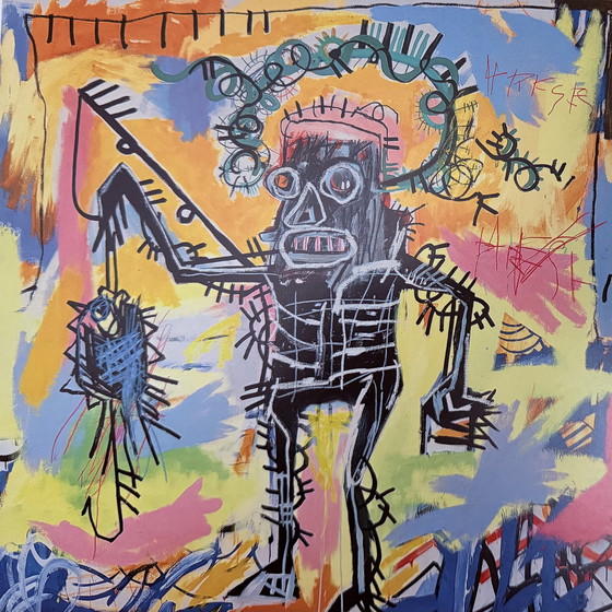 Image 1 of Jean Michel-Basquiat: "Fishing."  Authorized Color Offset Lithograph.