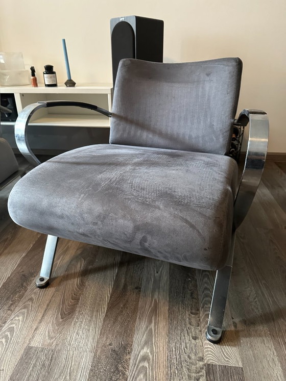 Nino 911 - Young International / Gelderland Armchairs + Footstool – Chrome, Polyester (photo 3 of 7)