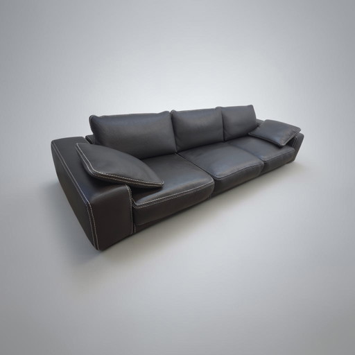 Sofá grande Roche Bobois, sofá de diseño, sofá de cuero marrón
