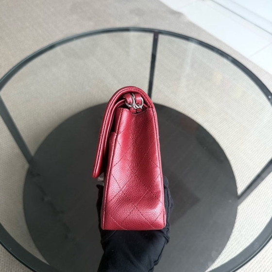 Image 1 of Chanel Classic Flap Medium - Caviar 25CM Quilted Grained Calfskin Dark Red Silver Hardware Series 16