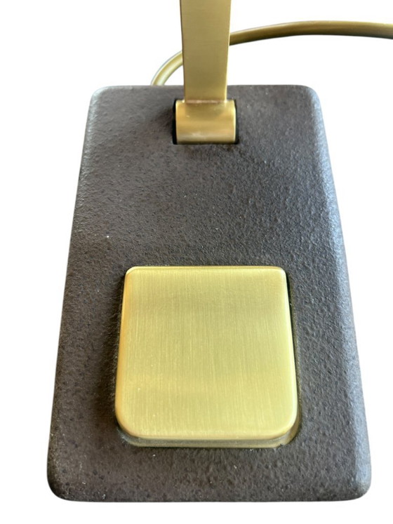 Image 1 of Lampada da scrivania/pianoforte vintage di Egon Hillebrand, anni '70 – metallo martellato marrone e ottone – modello 7383-241