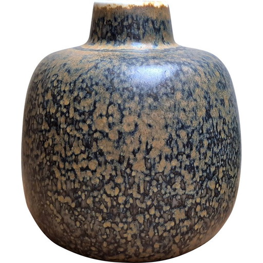 Vase vintage en grès brun Ced par Carl Harry Stålhane pour Rörstrand Suède