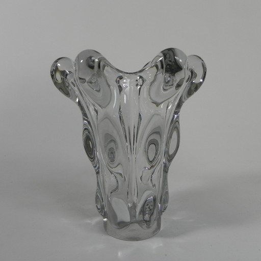 Vaso di cristallo Art Vannes Francia, 27 cm di altezza, anni '50