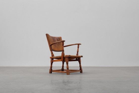 Image 1 of Poltrona in pelle e rovere di Theo Ruth per Artifort, Paesi Bassi, 1940