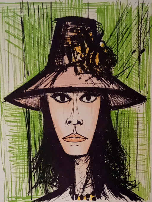 Bernard Buffet ---Femme Avec Chapeau Rouge