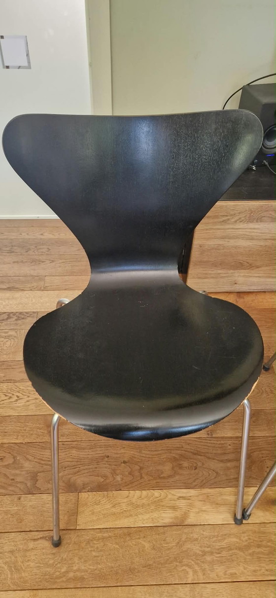 4 Vintage Fritz Hansen Designstoelen – Denemarken 1966 – Eetkamerstoelen, Wood (photo 3 of 12)