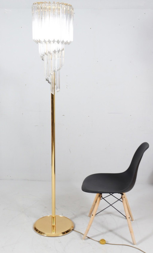 Large waterfall floor lamp/floor lamp by Novaresi, Murano glass, Italy, 1970s