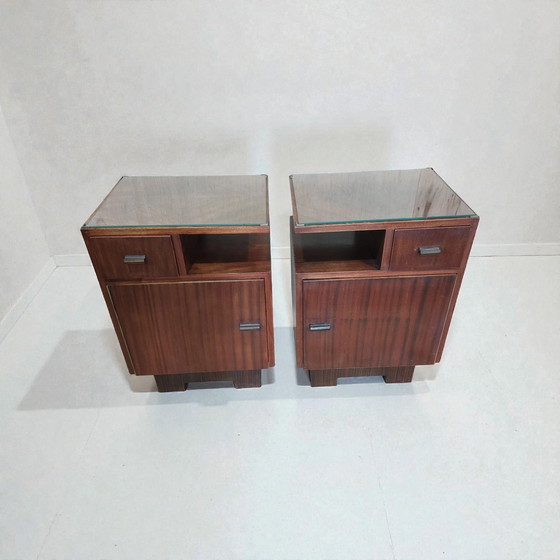 Image 1 of Antieke mahonie set nachtkastjes Art Deco