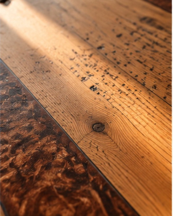 One-of-a-Kind Designer Desk | 100-Year-Old Carpenter’s Workbench | Solid Wood & Epoxy Resin – Consoles (photo 3 of 5)