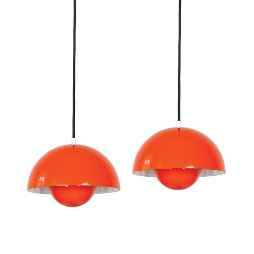 Pair of 2 Danish vintage lamps Flowerpot by Verner Panton, Louis Poulsen, 1966