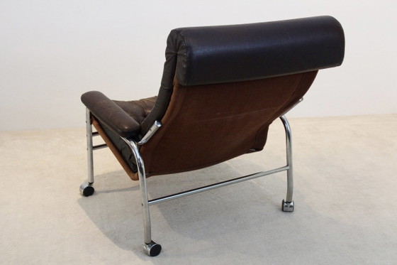 Pair of Noboru Nakamura ‘Bore’ Leather Lounge Chairs, Ikea, Adjustable recliner chair, Chrome (photo 8 of 14)