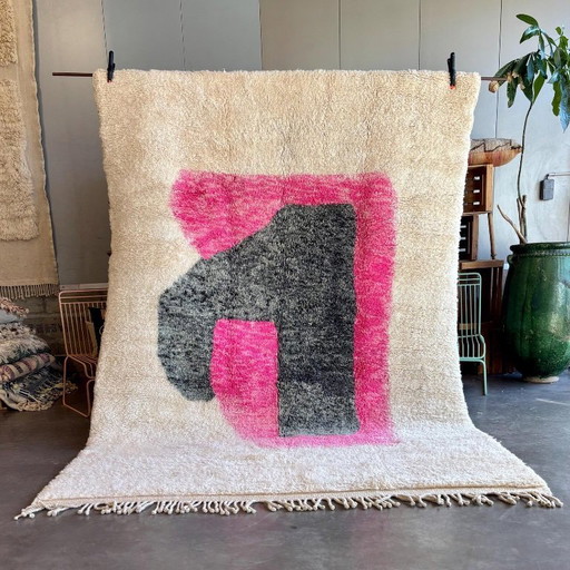 Authentiek Mrirt Marokkaans Berber wollen tapijt 210x310 cm - Handgeweven, zacht en kleurrijk wollen tapijt