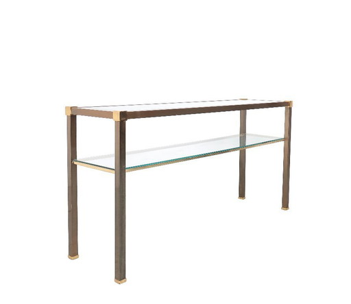 Console en laiton et verre, 1970