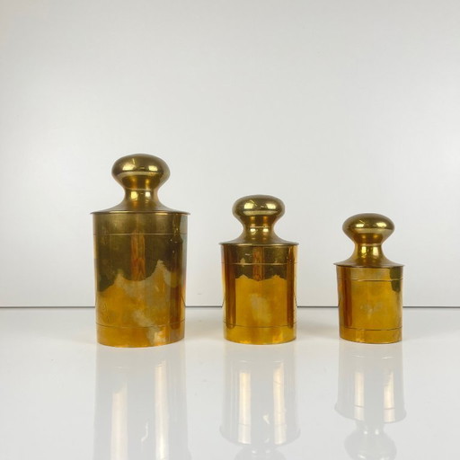 Set aus 3 Vintage-Dosen aus vergoldetem Messing, 1960er-1970er Jahre – decoratieve objecten, Brass