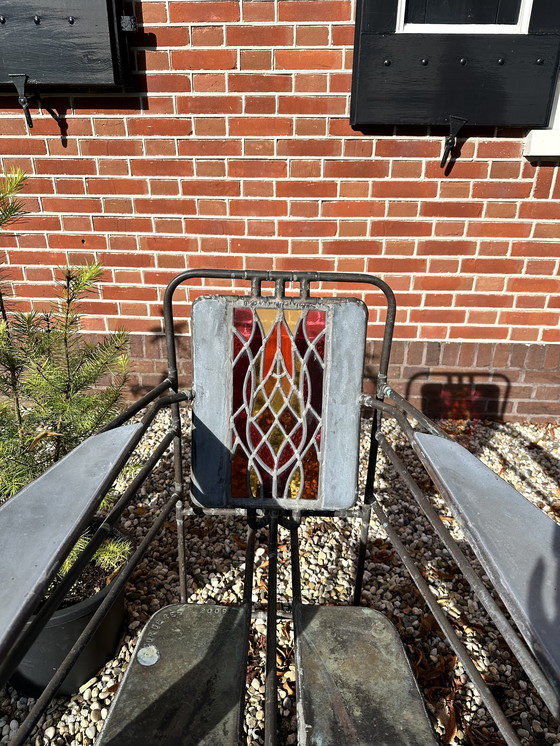 Image 1 of Twee glas in lood stoelen van Cor de Ree uit Roermond
