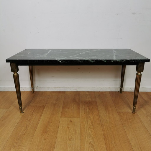 Hollywood Regency, Vintage Coffee Table With Marble Top