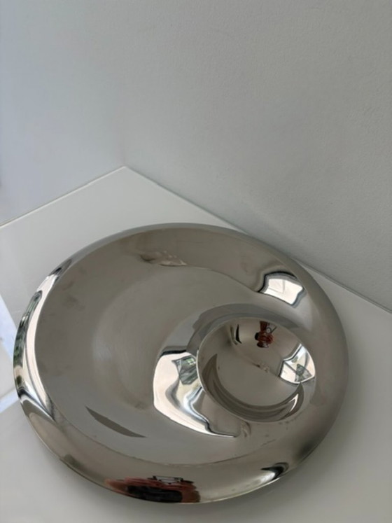 Sculpturale Hoogglans RVS Schaal – Space Age Design – Schalen (photo 12 of 13)