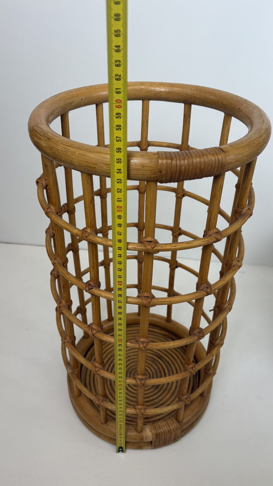 Image 1 of Vintage paraplubak bamboe rotan mand design Franco Albini