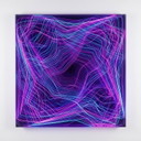 Opera da esposizione – Pittura a campi di colore Bauhaus con geometria viola | 180 × 60 cm | ciascuna 60x60 cm 5 mm vetro acrili