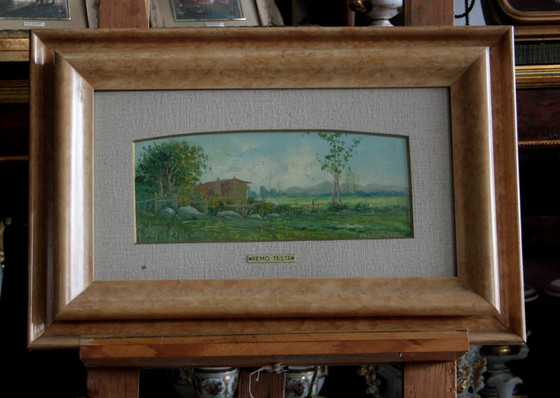 Image 1 of Remo Testa, paire de paysages, marine et campagne, milieu du 20e siècle, Italie