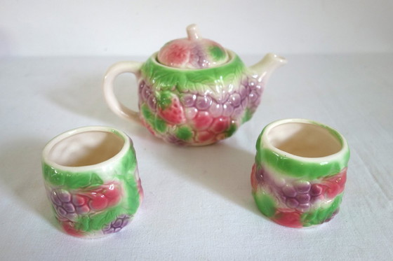 Image 1 of Servizio da tè 6 persone Barbotine Fruits vintage