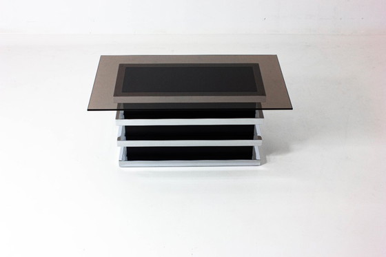 Image 1 of Black and chrome vintage coffee table