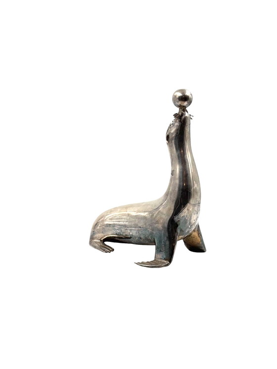 Image 1 of Sculpture de sceau Art déco en laiton argenté, France 1940s