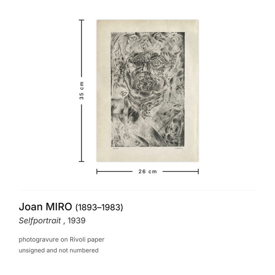 Joan Miro Photogravure Autoportrait 1939 – Lithographies et sérigraphies, Paper (photo 3 of 5)