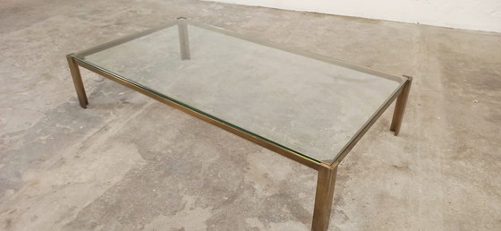 Image 1 of Vintage glass and brass coloured frame coffee table 