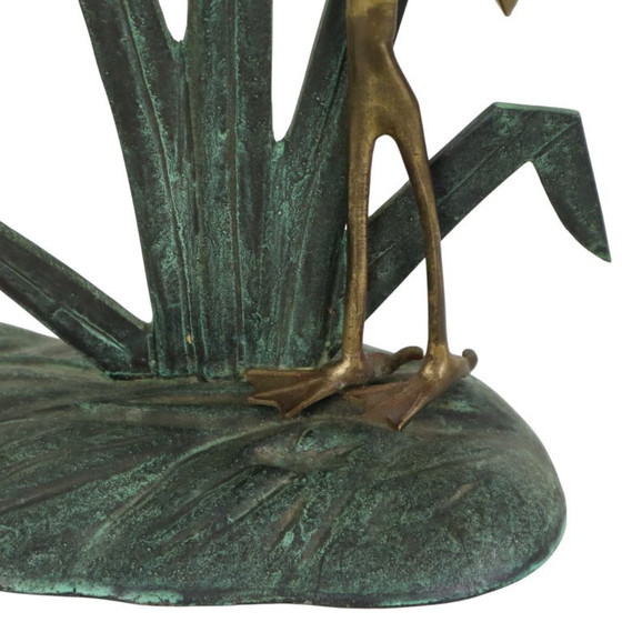 Statuette di metà secolo raffiguranti un airone e un'anatra, in ottone e metallo verde, 35 cm. – Sculture (photo 11 of 13)