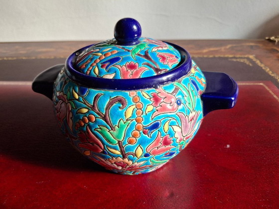 Image 1 of Juego de té esmaltado cloisonné de Longwy