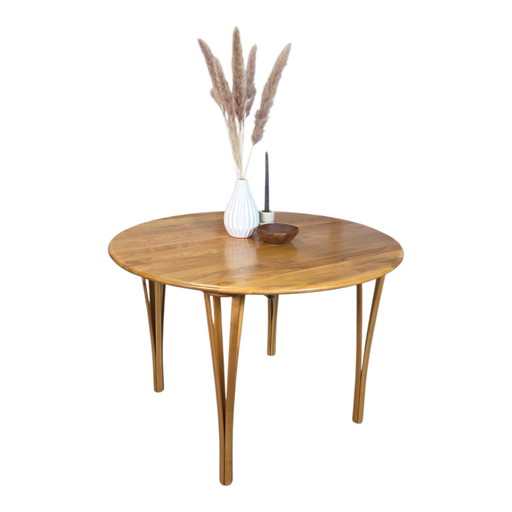 Haslev 'Timeless' tafel, vintage Deense verlengbare ronde / ovale tafel