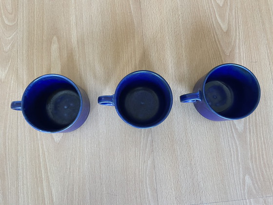 Image 1 of 5 Blue Vintage Cups and Saucers Suisse Langenthal and 3 Loose Cups