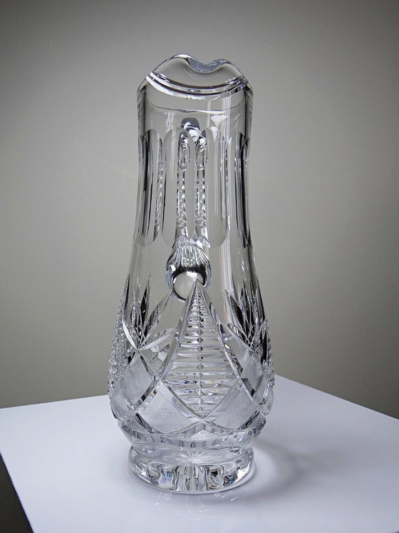 Image 1 of Grand pichet à eau en cristal taillé, cristallières européennes XXe