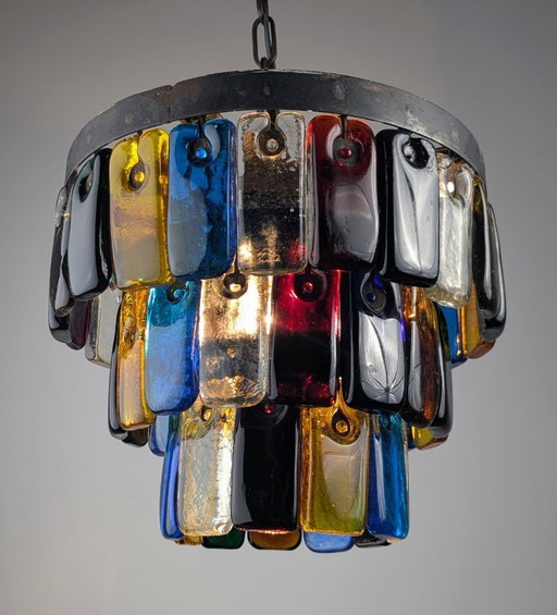 Lustre brutaliste en verre et métal de Felipe Derflingher pour Feders, années 1960