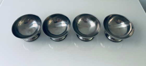 Image 1 of Set di 4 coppe vintage in acciaio inox su piedistallo