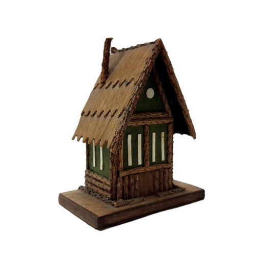 Vintage, handgefertigtes Miniatur-Holzhäuschen – Rustikale Wohndekoration