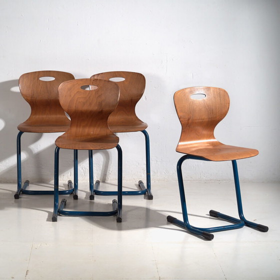 Vintage school chairs (c.1950). Set of 4 pieces – Side chairs, Iron, Industrieel (photo 7 of 22)