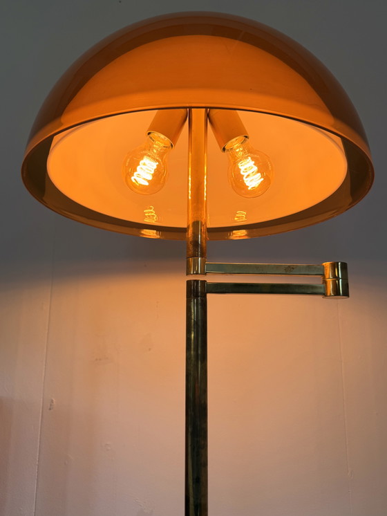 Image 1 of Lampada da terra a fungo in ottone vintage, Swisslamps anni '70