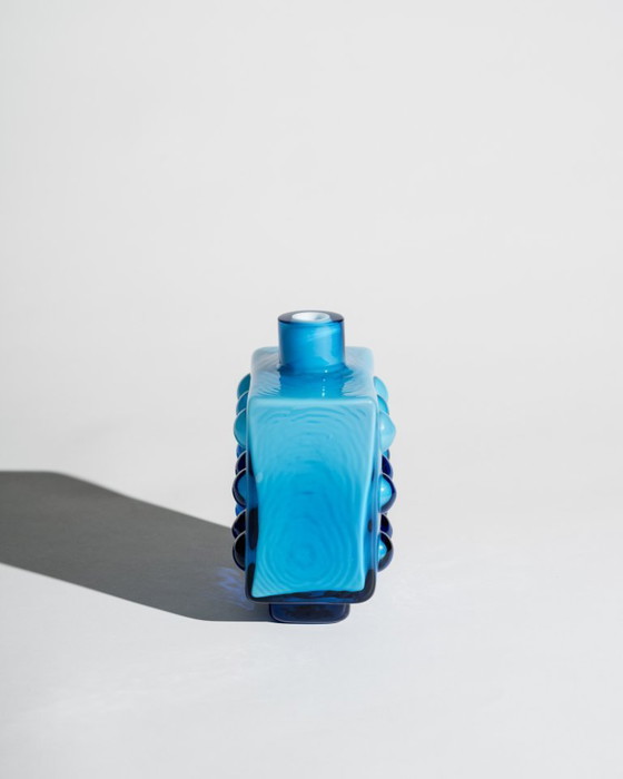 Image 1 of Friedrich Kristall “Bubble” Pop Art Vase – Blue Cased Glass, Germany, 1970s