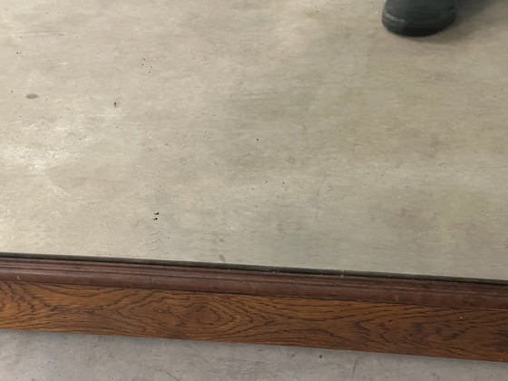 Large antique curved oak mirror, beveled glass, 138 × 83 cm, Wood, Brown (photo 10 of 15)