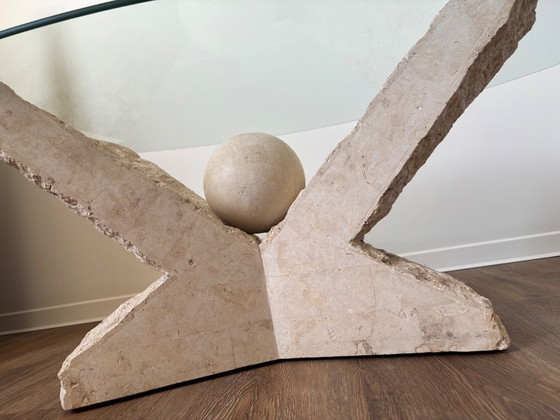 Image 1 of Table basse en pierre naturelle avec plateau en verre
