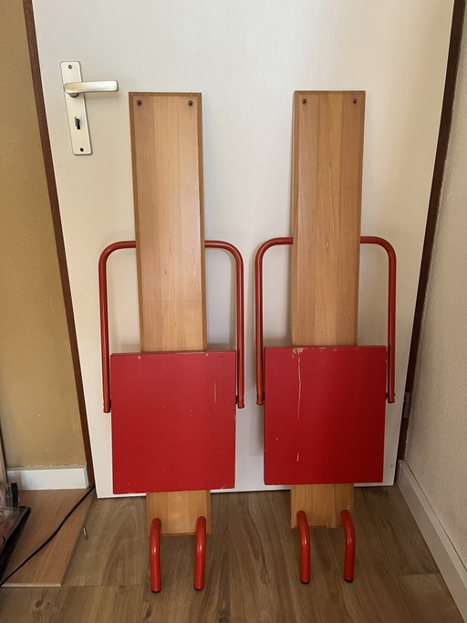 RARE IKEA SOLID WOODEN & STEEL VIGAR FOLDING CHAIR, 1993

