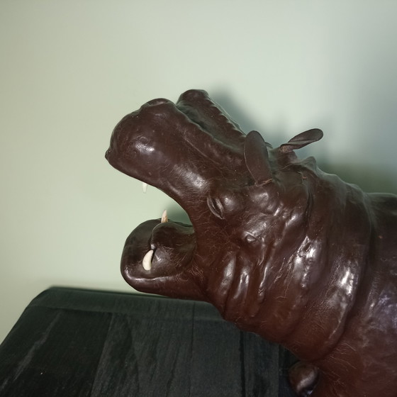 Image 1 of Vintage Leren Nijlpaard – Decoratief & Tijdloos – 50 cm