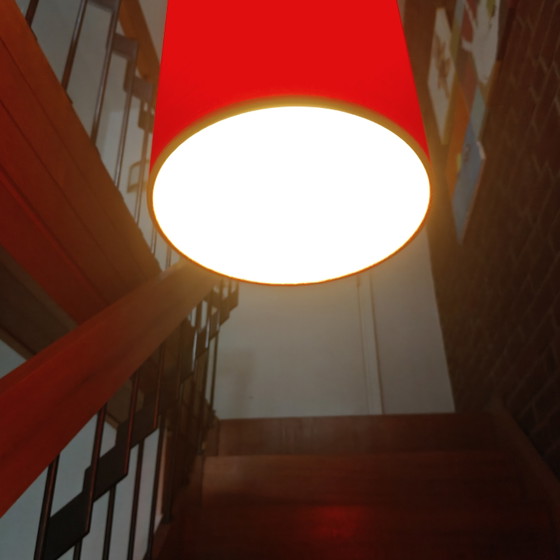 Image 1 of Rode hanglamp Ø18 – Rode stoffen kap