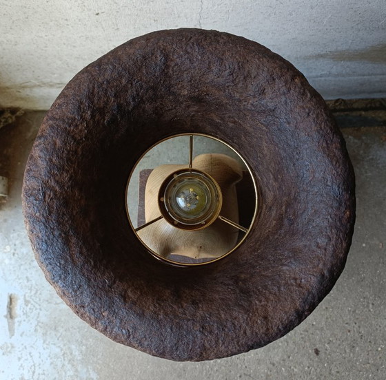 Image 1 of Designer lamp/sculpture in solid oak and papier-mâché