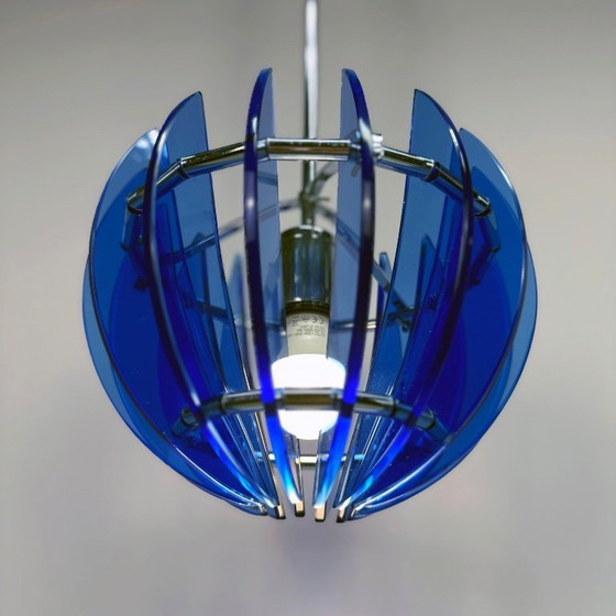 Image 1 of Vintage blue Murano pendant lamp by Veca